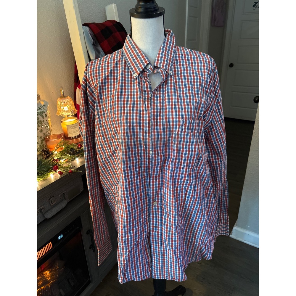 Izod  men's XL orange blue button down‎